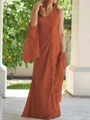 Sheath V-hals Gulvlengde Chiffong Brudens Mor Kjole med Ruched