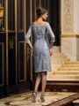 Sheath Bare Skuldre Knelengde Satin Brudens Mor Kjolees Med Blonder
