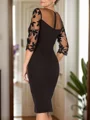 Sheath Strekk Crêpe Applikasjon Scoop Trekvart ermer Knelengde Brudens Mor Kjole