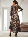 A-line kjole V-hals Asymmetrisk Blonder Trekvart ermer Glidelås bak Brudens Mor Kjole