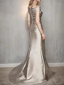 Sheath Satin Bare Skuldre Ermeløs Gulvlengde Brudens Mor Kjole