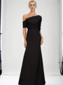Sheath En skuldret Kortermer Volanger Gulvlengde Strekk Crêpe Brudens Mor Kjole