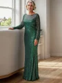 Sheath Andre Scoop Lange ermer Gulvlengde Brudens Mor Kjole