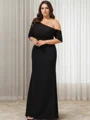 Sheath Strekk Crêpe One Shoulder Halvlang Gulvlengde Brudens Mor Kjole