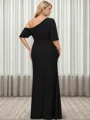 Sheath Strekk Crêpe One Shoulder Halvlang Gulvlengde Brudens Mor Kjole