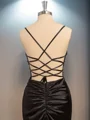 Sheath Silkeeaktig Sateng Spaghetti Plissert Sweep/Børste train Korsett Kjole