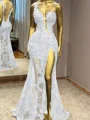 Sheath En skuldret Applikasjoner Blonder Gulvlengde Tyll Ballkjole