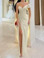 Sheath En skuldret Plissert Gulvlengde Chiffong Korsett Ballkjole