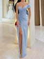Sheath En skuldret Plissert Gulvlengde Chiffong Korsett Ballkjole
