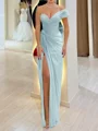 Sheath En skuldret Plissert Gulvlengde Chiffong Korsett Ballkjole