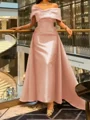 A-line kjole Spaghetti Volanger Bane-tog Satin Korsett Ballkjole