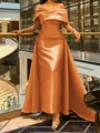 A-line kjole Spaghetti Volanger Bane-tog Satin Korsett Ballkjole