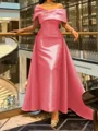 A-line kjole Spaghetti Volanger Bane-tog Satin Korsett Ballkjole