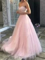 A-line kjole Sweetheart Volanger Gulvlengde Tyll Korsett Ballkjole