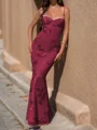 Sheath Spaghetti Applikasjoner Blonder Gulvlengde Tyll Ballkjole