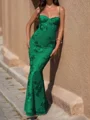 Sheath Spaghetti Applikasjoner Blonder Gulvlengde Tyll Ballkjole