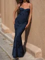 Sheath Spaghetti Applikasjoner Blonder Gulvlengde Tyll Ballkjole