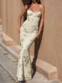 Sheath Spaghetti Applikasjoner Blonder Gulvlengde Tyll Ballkjole