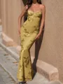 Sheath Spaghetti Applikasjoner Blonder Gulvlengde Tyll Ballkjole