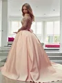 Ballkjole/Prinsesse Bare Skuldre Bane-tog Satin Ballkjole med Bue