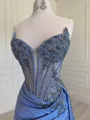 Sheath Sweetheart Rhinen Stein Sweep/Børste train Silkeeaktig Sateng Korsett Ballkjole