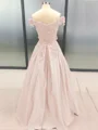 Ballkjole/Prinsesse Bare Skuldre Gulvlengde Satin Ballkjole med Applikasjoner Blonder