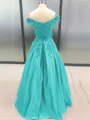 Ballkjole/Prinsesse Bare Skuldre Gulvlengde Satin Ballkjole med Applikasjoner Blonder