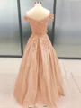 Ballkjole/Prinsesse Bare Skuldre Gulvlengde Satin Ballkjole med Applikasjoner Blonder