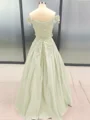 Ballkjole/Prinsesse Bare Skuldre Gulvlengde Satin Ballkjole med Applikasjoner Blonder