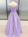 Ballkjole/Prinsesse Bare Skuldre Gulvlengde Satin Ballkjole med Applikasjoner Blonder