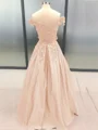 Ballkjole/Prinsesse Bare Skuldre Gulvlengde Satin Ballkjole med Applikasjoner Blonder