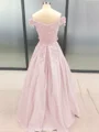 Ballkjole/Prinsesse Bare Skuldre Gulvlengde Satin Ballkjole med Applikasjoner Blonder