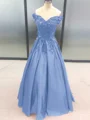 Ballkjole/Prinsesse Bare Skuldre Gulvlengde Satin Ballkjole med Applikasjoner Blonder