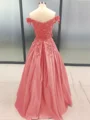 Ballkjole/Prinsesse Bare Skuldre Gulvlengde Satin Ballkjole med Applikasjoner Blonder