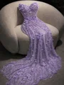 Sheath Sweetheart Blomst Sweep/Børste train Tyll Ballkjole