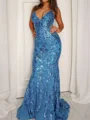 Sheath Spaghetti Applikasjoner Blonder Sweep/Børste train Blonder Ballkjole