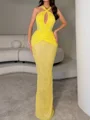 Sheath Halterneck Plissert Gulvlengde Korsett Ballkjole