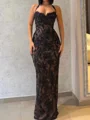Sheath Halterneck Applikasjoner Blonder Gulvlengde Blonder Ballkjole