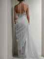 Sheath Spaghetti Sweep/Børste train Organza Ballkjole med Benspalte