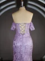Sheath Bare Skuldre Sweep/Børste train Satin Ballkjole med Blonder