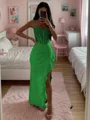Sheath Spaghetti Applikasjoner Blonder Gulvlengde Strekk Crêpe Korsett Kjole