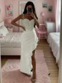Sheath Spaghetti Applikasjoner Blonder Gulvlengde Strekk Crêpe Korsett Kjole