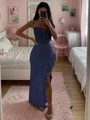 Sheath Spaghetti Applikasjoner Blonder Gulvlengde Strekk Crêpe Korsett Kjole