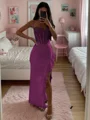 Sheath Spaghetti Applikasjoner Blonder Gulvlengde Strekk Crêpe Korsett Kjole