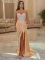 Sheath Spaghetti Applikasjoner Blonder Sweep/Børste train Sateng Kjole