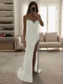 Sheath Sweetheart Rhinen Stein Sweep/Børste train Silkeeaktig Sateng Kjole