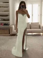 Sheath Sweetheart Rhinen Stein Sweep/Børste train Silkeeaktig Sateng Kjole