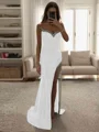 Sheath Sweetheart Rhinen Stein Sweep/Børste train Silkeeaktig Sateng Kjole