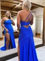 Sheath Jersey Paljett En skuldret Ermeløs Sweep/Børste train Kjole