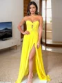 A-line kjole Sweetheart Plissert Gulvlengde Chiffong Kjole